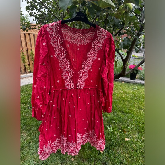 ULLA JOHNSON Clarice Embroidered Eyelet Lace Babydoll Dress, Scarlett - Sz 8 - Picture 6 of 16